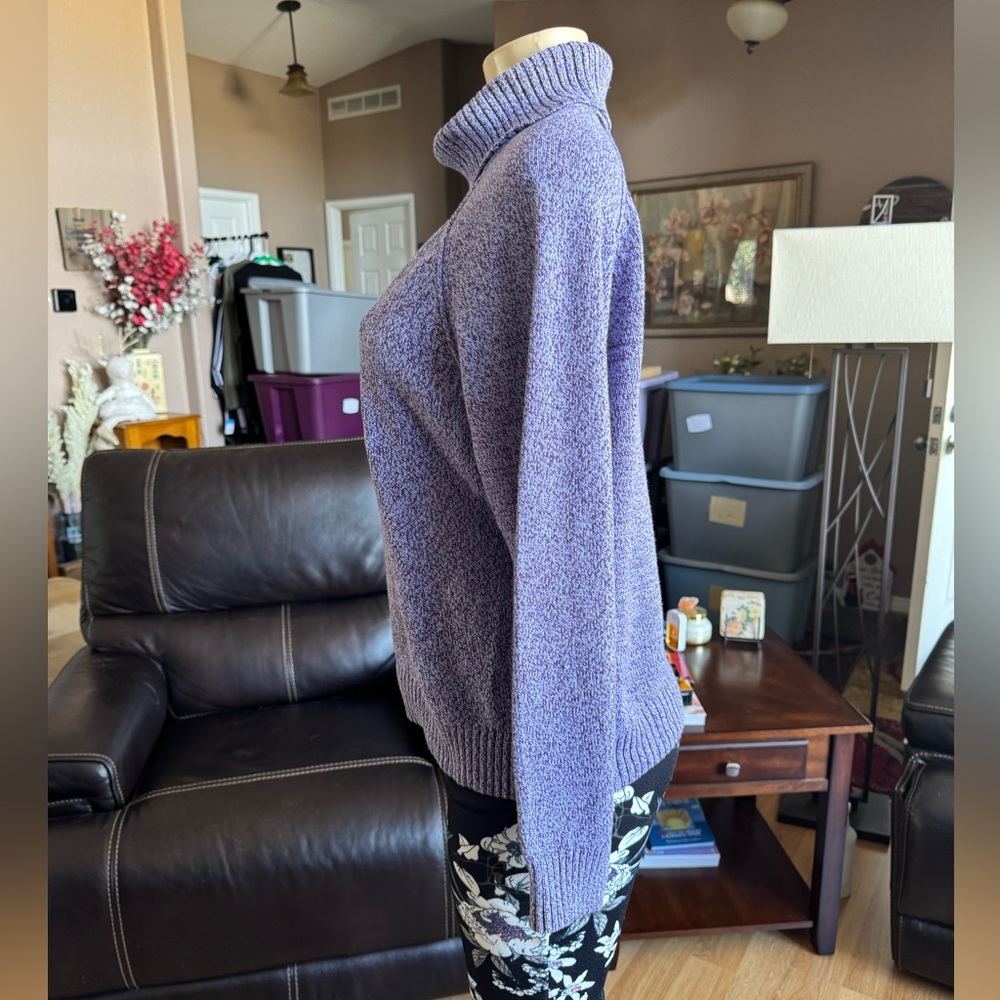 Karen Scott lavender thick long sleeve turtleneck sweater-size L - Picture 7 of 9